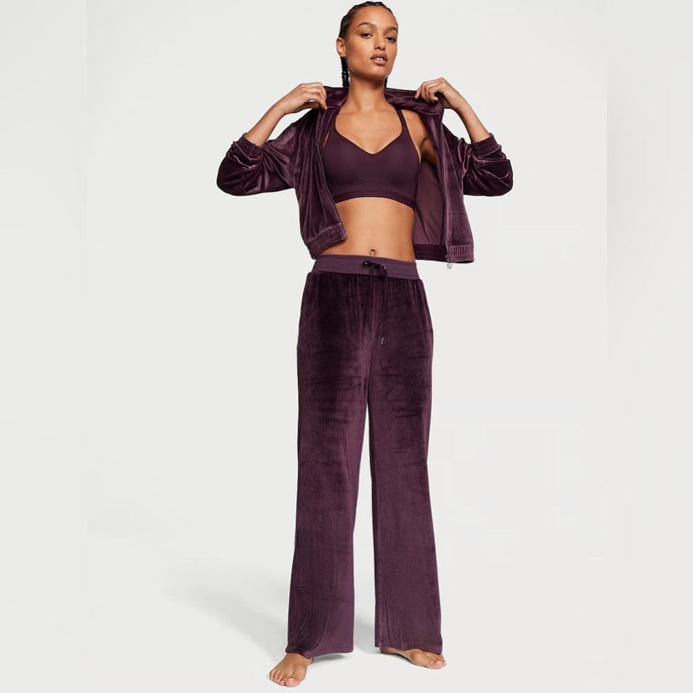 NWOT VICTORIA'S SECRET Velour Ribbed High-Rise Wide Leg Pants
